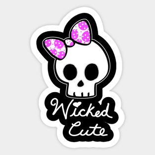 Wicked Cute Halloween SKull With Pink Bow - BlueTshirtCo Halloween Swag Sticker